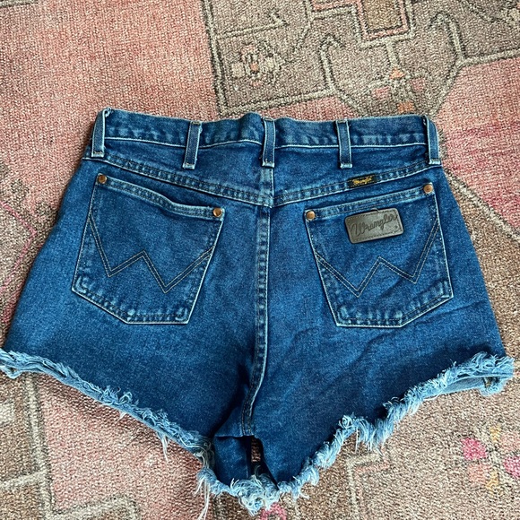 Wrangler Blue Frayed Jean Shorts - Picture 2 of 3